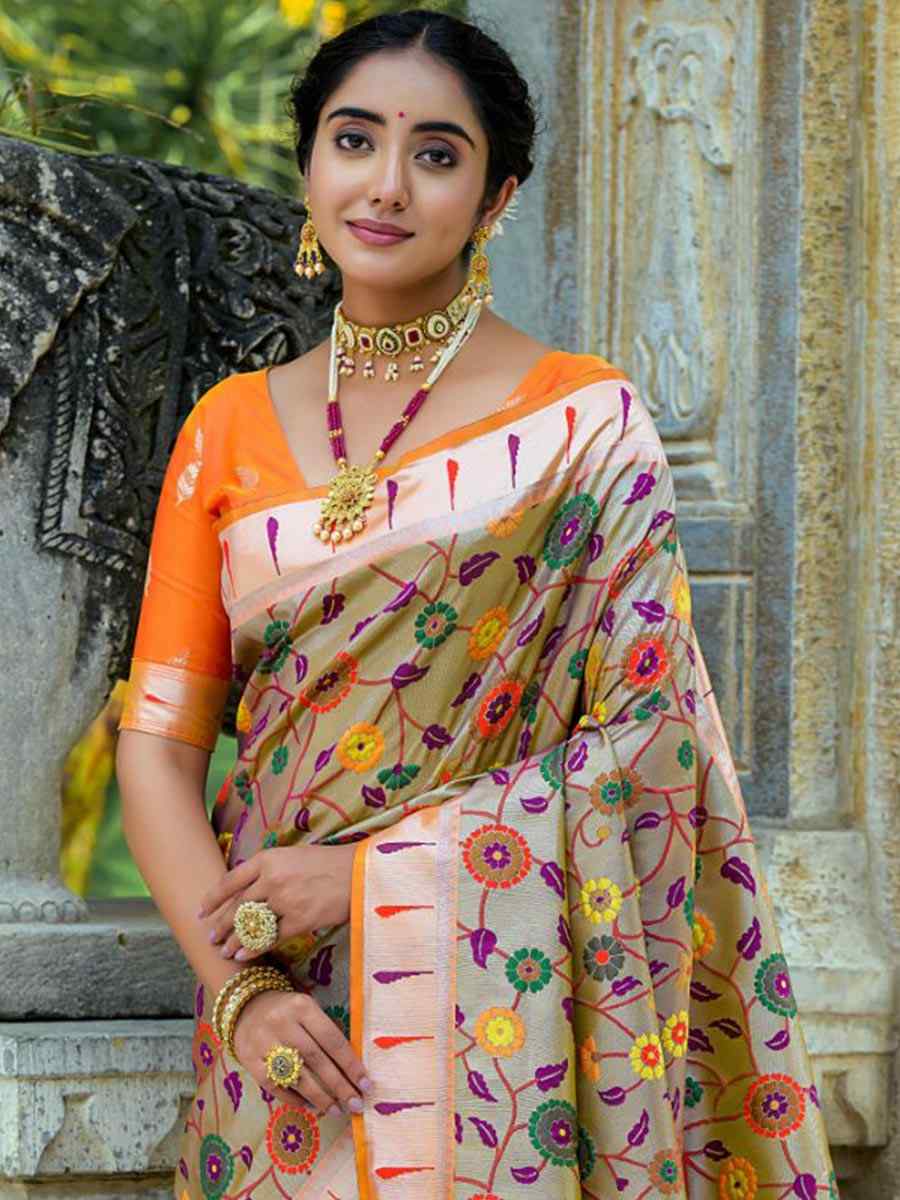 Coffee Kanjivaram Silk Handwoven Wedding Festival Heavy Border Saree