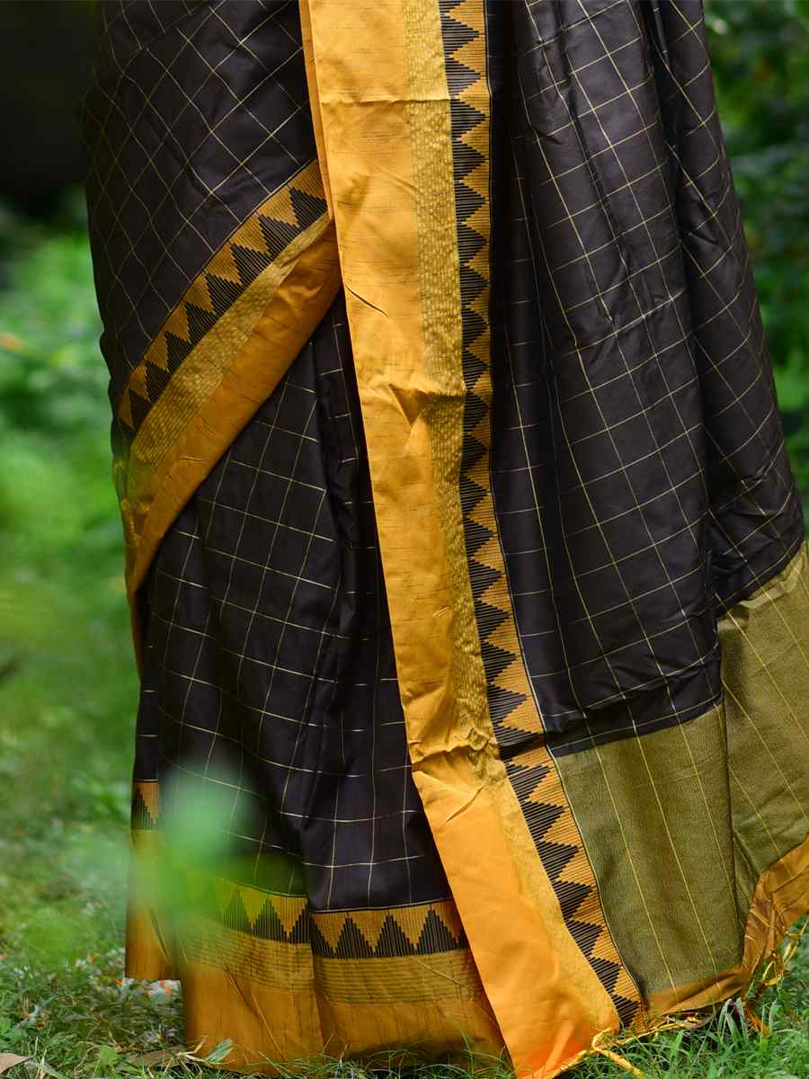 Coffee Raw Silk Handwoven Party Festival Heavy Border Saree