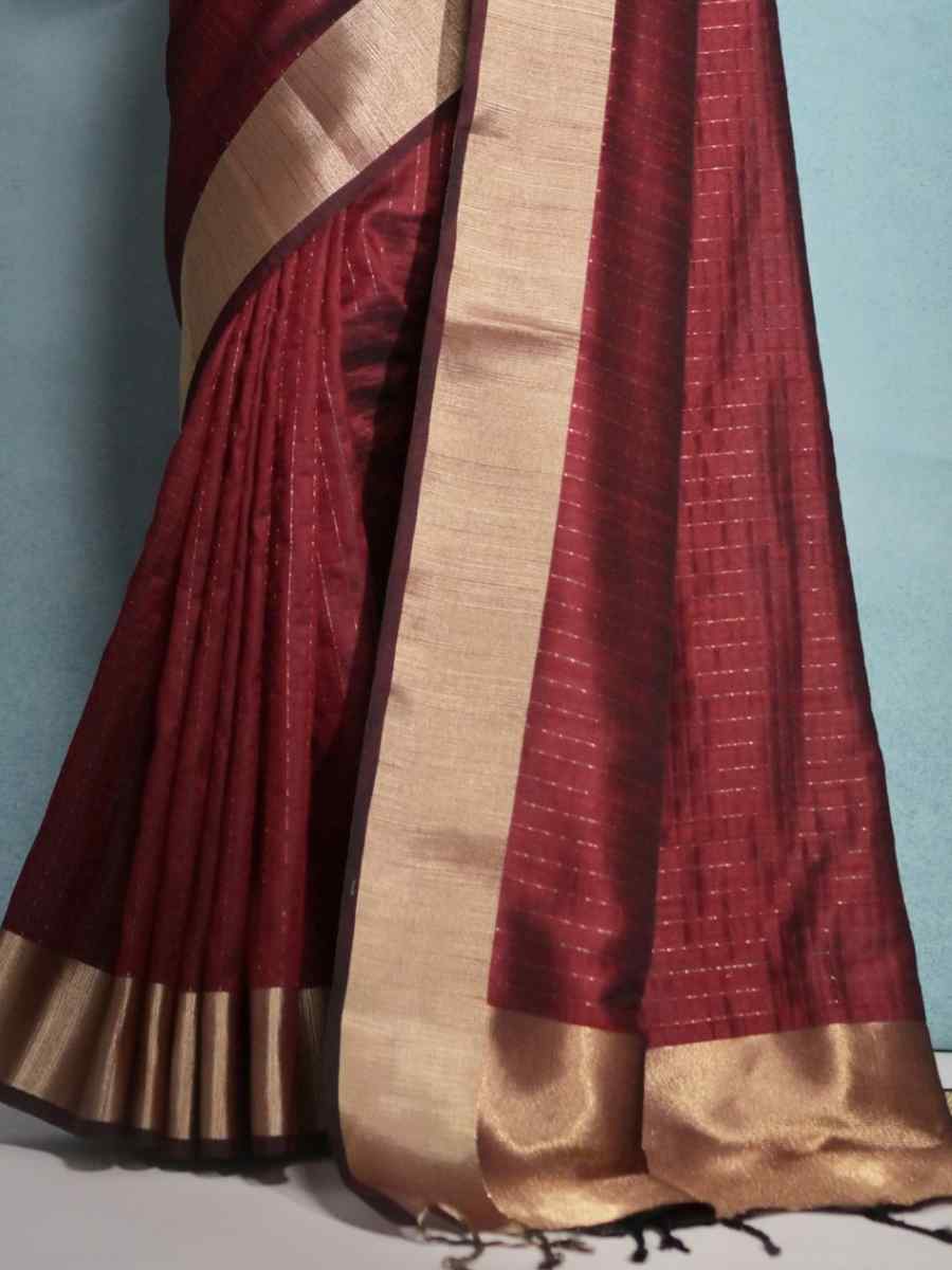 Coffee Soft Tussar Silk Handwoven Casual Festival Classic Style Saree