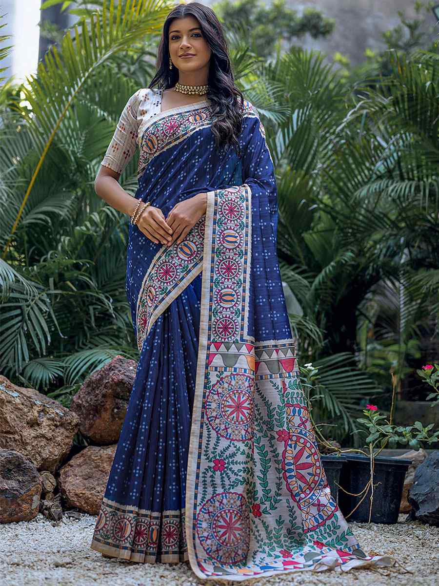 Coffee Tussar Silk Printed Casual Festival Contemporary Saree
