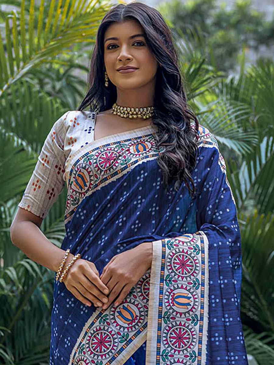 Coffee Tussar Silk Printed Casual Festival Contemporary Saree