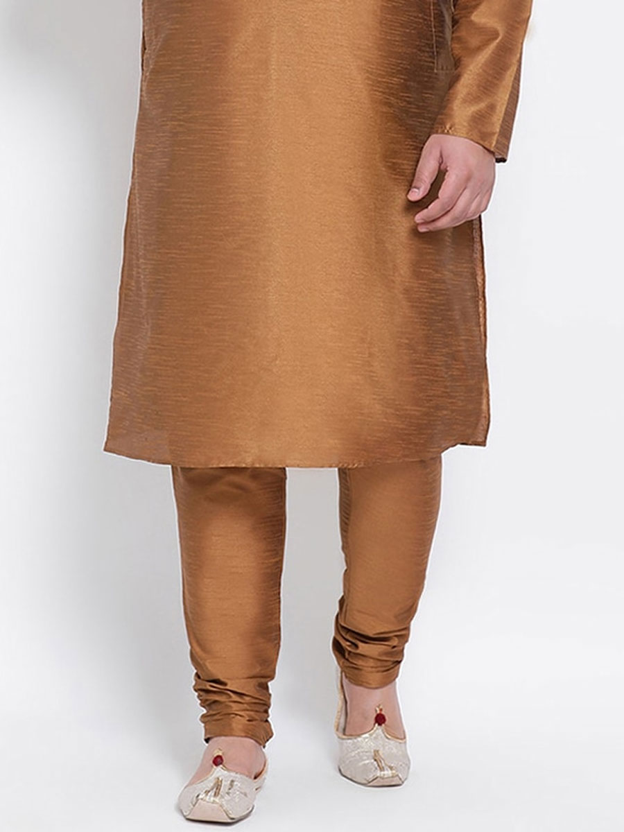 Copper Brown Dupion Silk Festival Plain Kurta