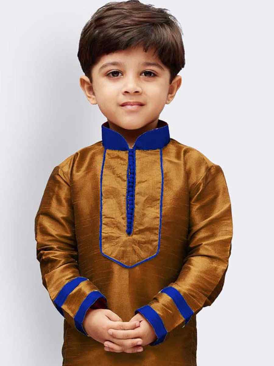 Copper Gold Art Dupion Zardosi Festival Kurta Pyjama Boys Wear