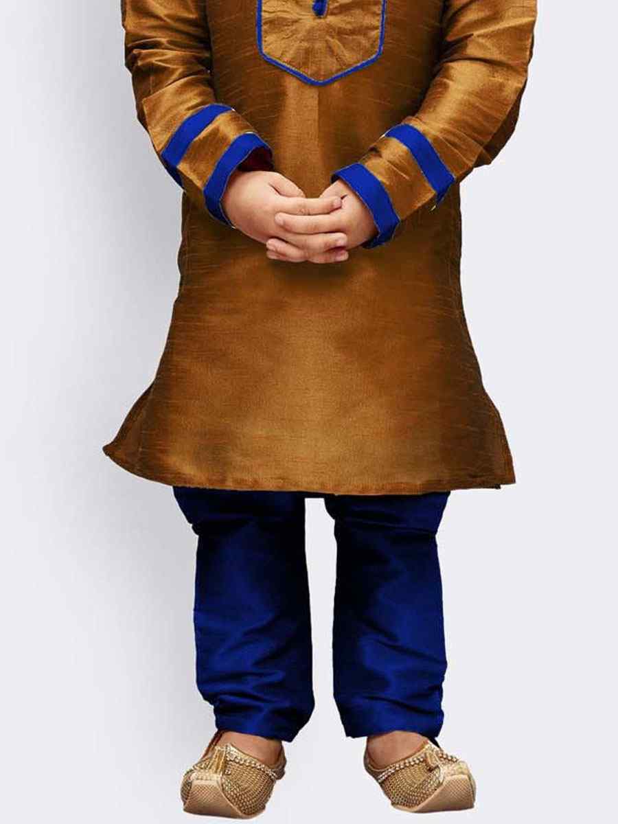 Copper Gold Art Dupion Zardosi Festival Kurta Pyjama Boys Wear