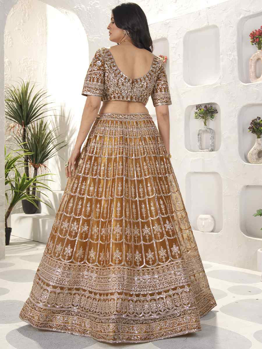 Copper Net Embroidered Wedding Festival Heavy Border Lehenga Choli