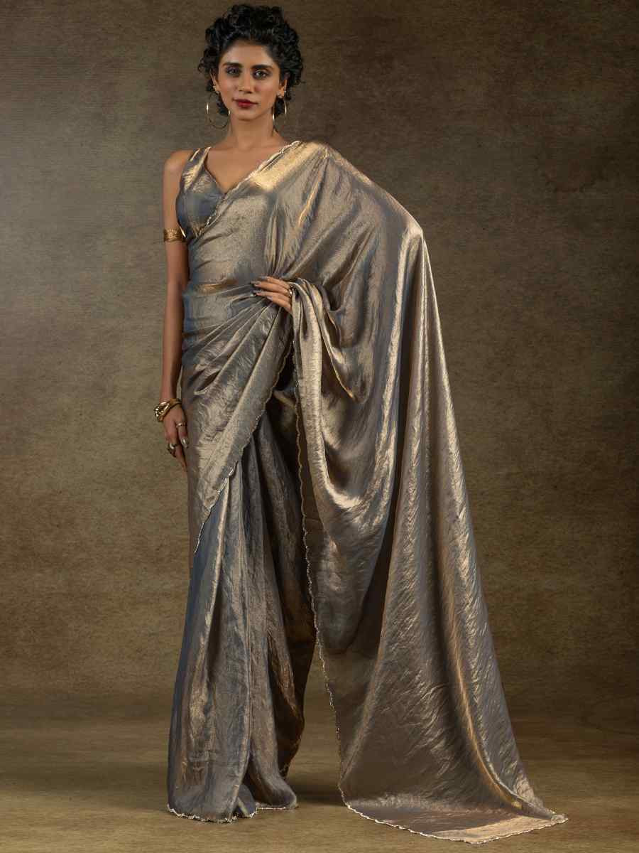 Coral Satin Silk Embroidered Festival Wedding Fancy Heavy Border Saree