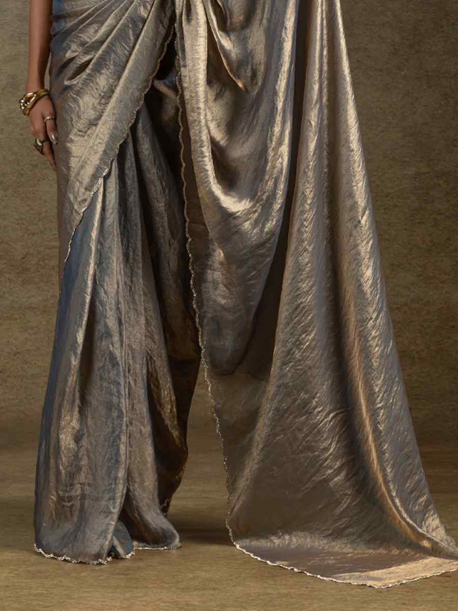 Coral Satin Silk Embroidered Festival Wedding Fancy Heavy Border Saree