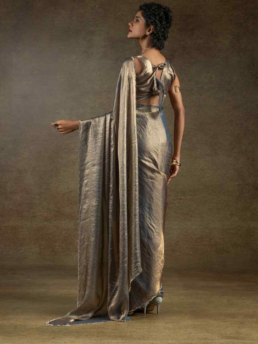 Coral Satin Silk Embroidered Festival Wedding Fancy Heavy Border Saree