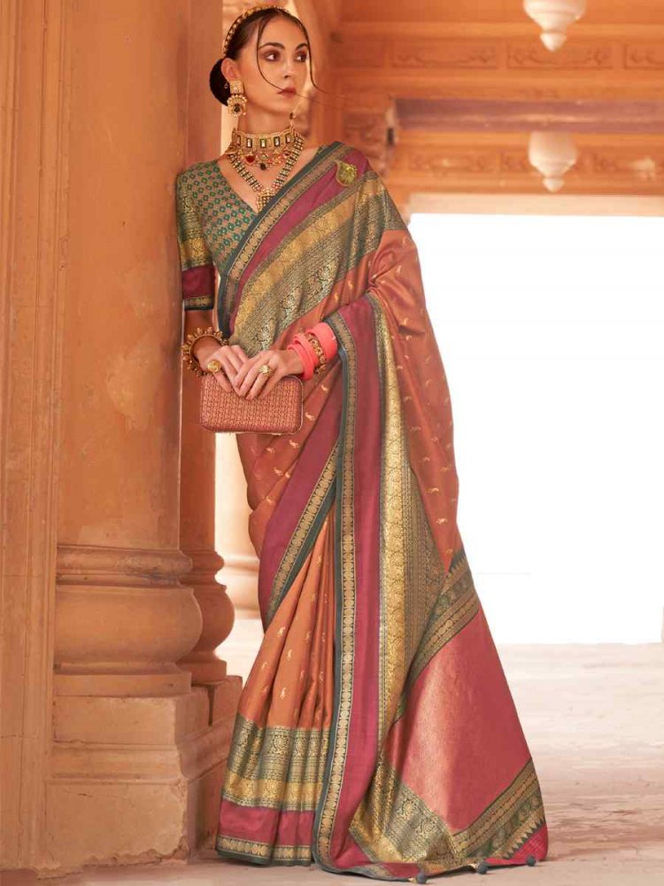 Crail Brown V B Silk Handwoven Casual Festival Classic Style Saree