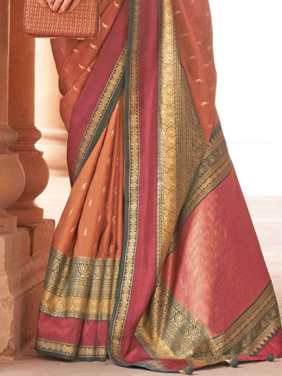 Crail Brown V B Silk Handwoven Casual Festival Classic Style Saree