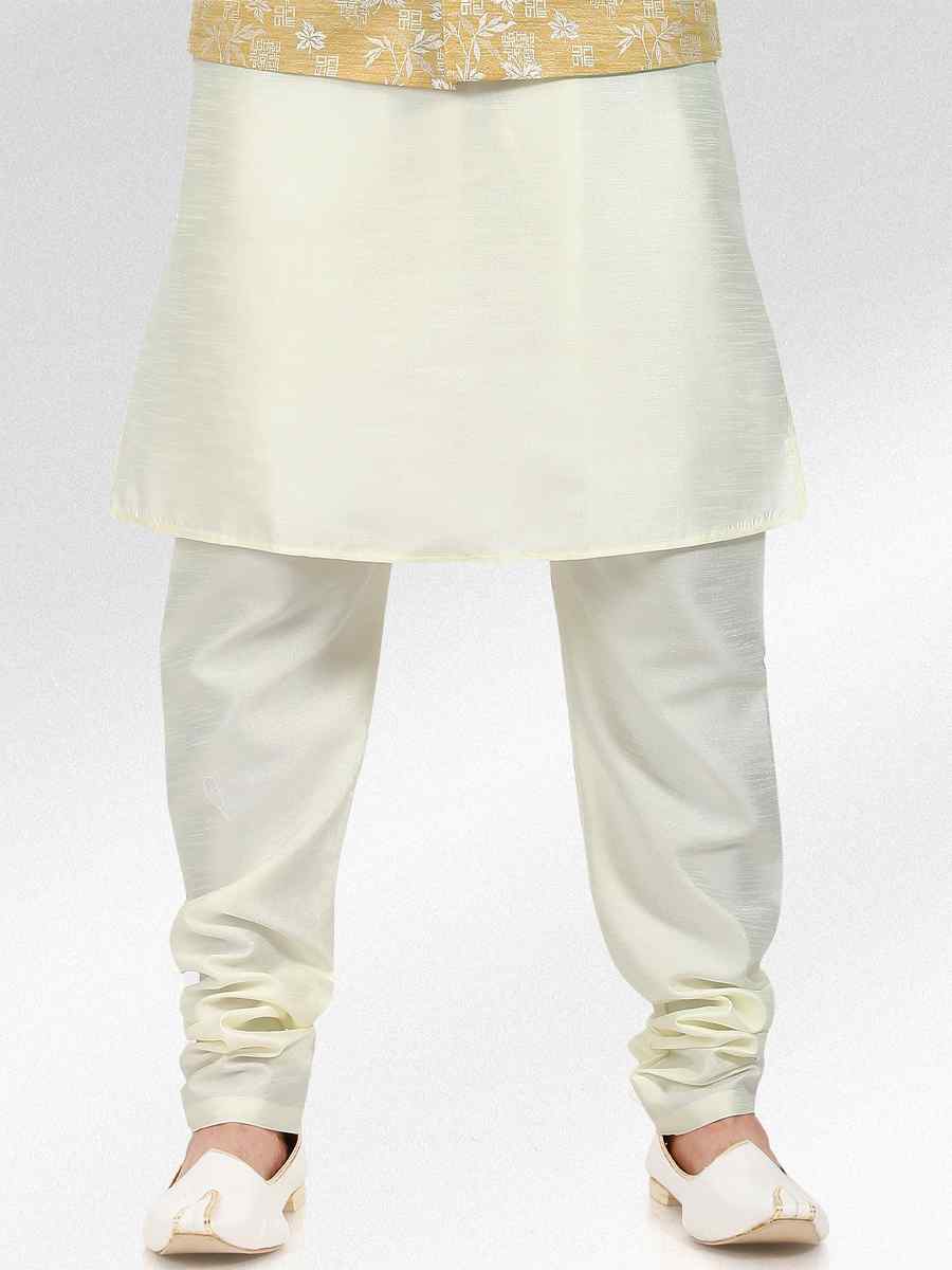 Cream Art Banarasi Silk Woven Festival Party Kurta