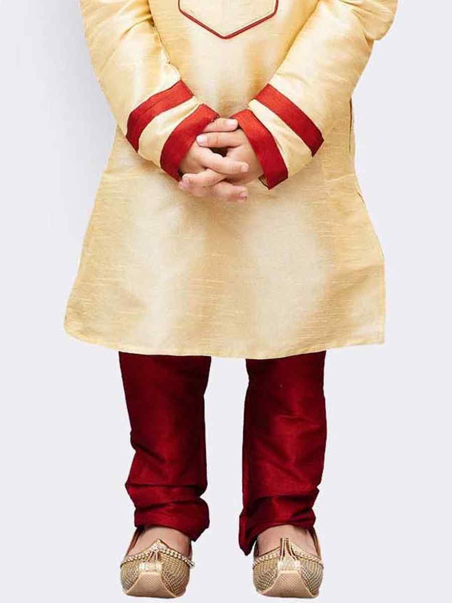 Cream Art Dupion Zardosi Festival Kurta Pyjama Boys Wear