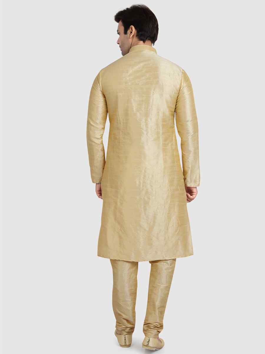 Cream Art Silk Plain Festival Kurta