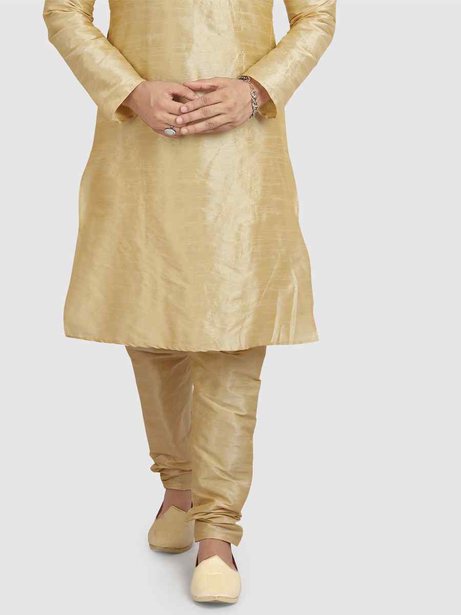 Cream Art Silk Plain Festival Kurta