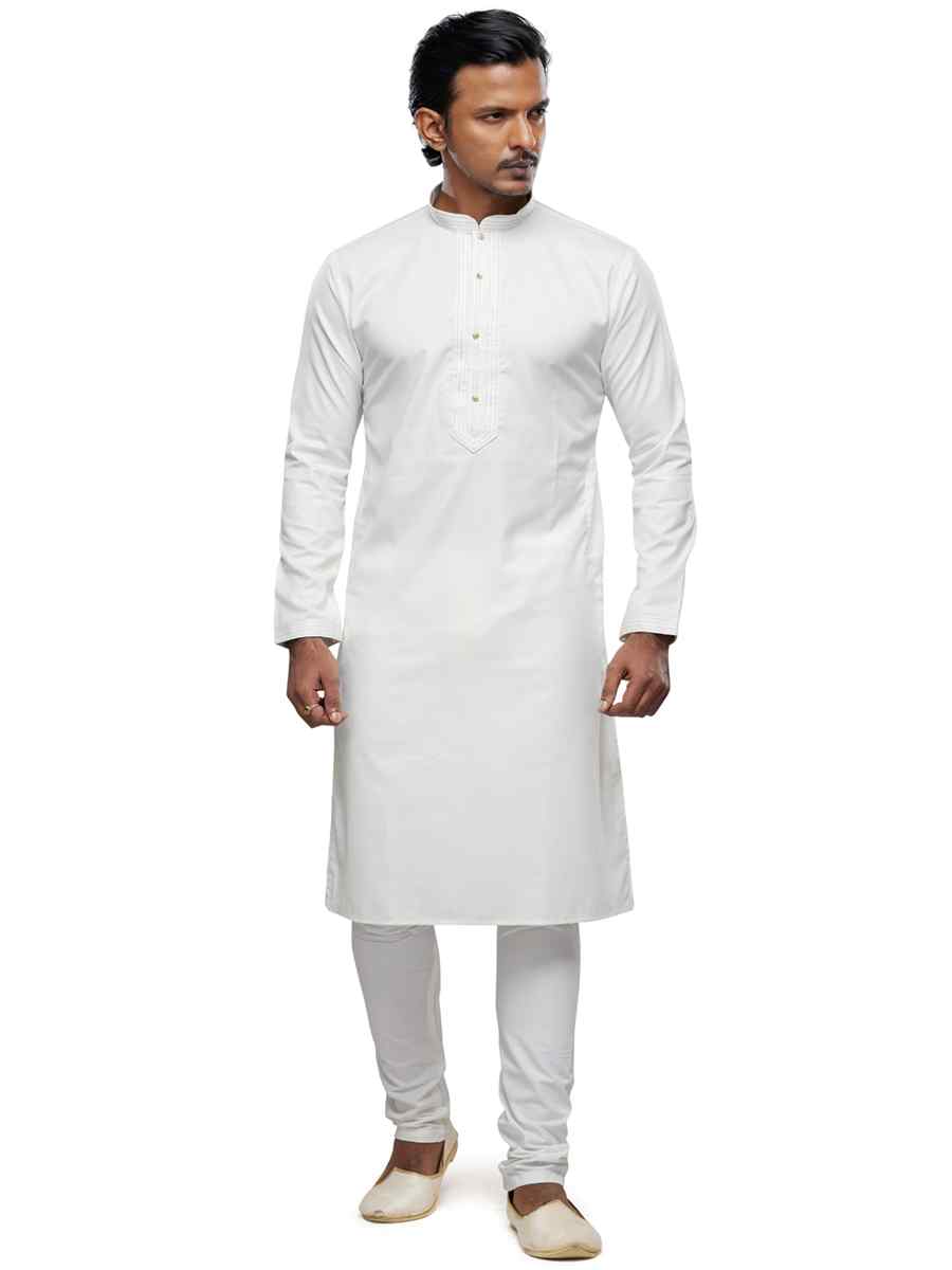 Cream Art Silk Printed Festival Casual Kurta