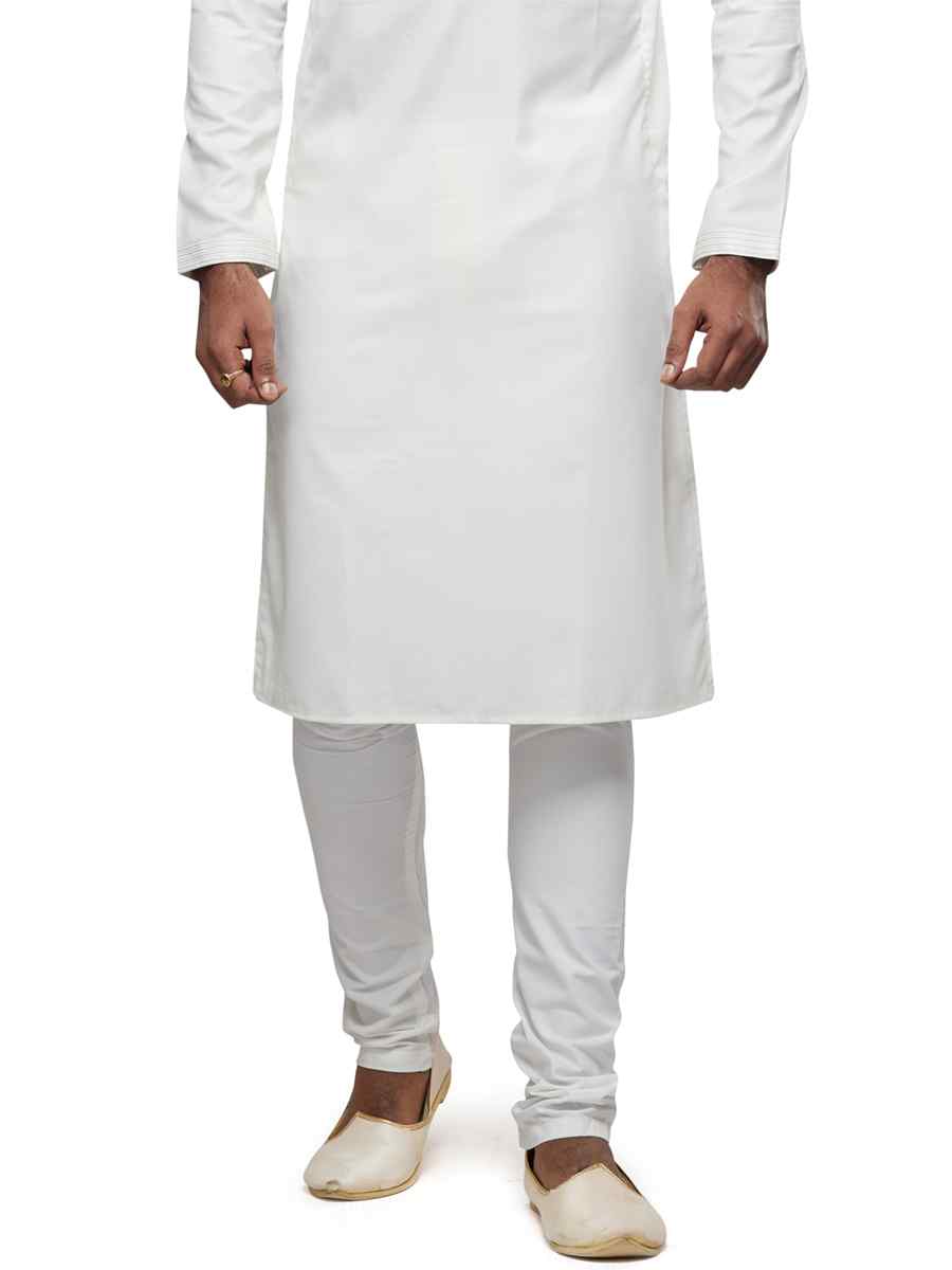 Cream Art Silk Printed Festival Casual Kurta