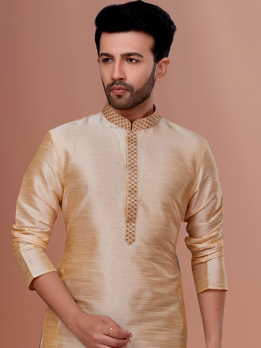 Cream Banarasi Dhupion Woven Festival Kurta