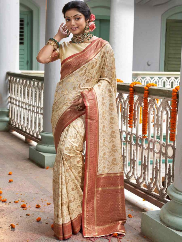 Graceful Pink Color Woven Paithani Silk Saree with Heavy Border and He