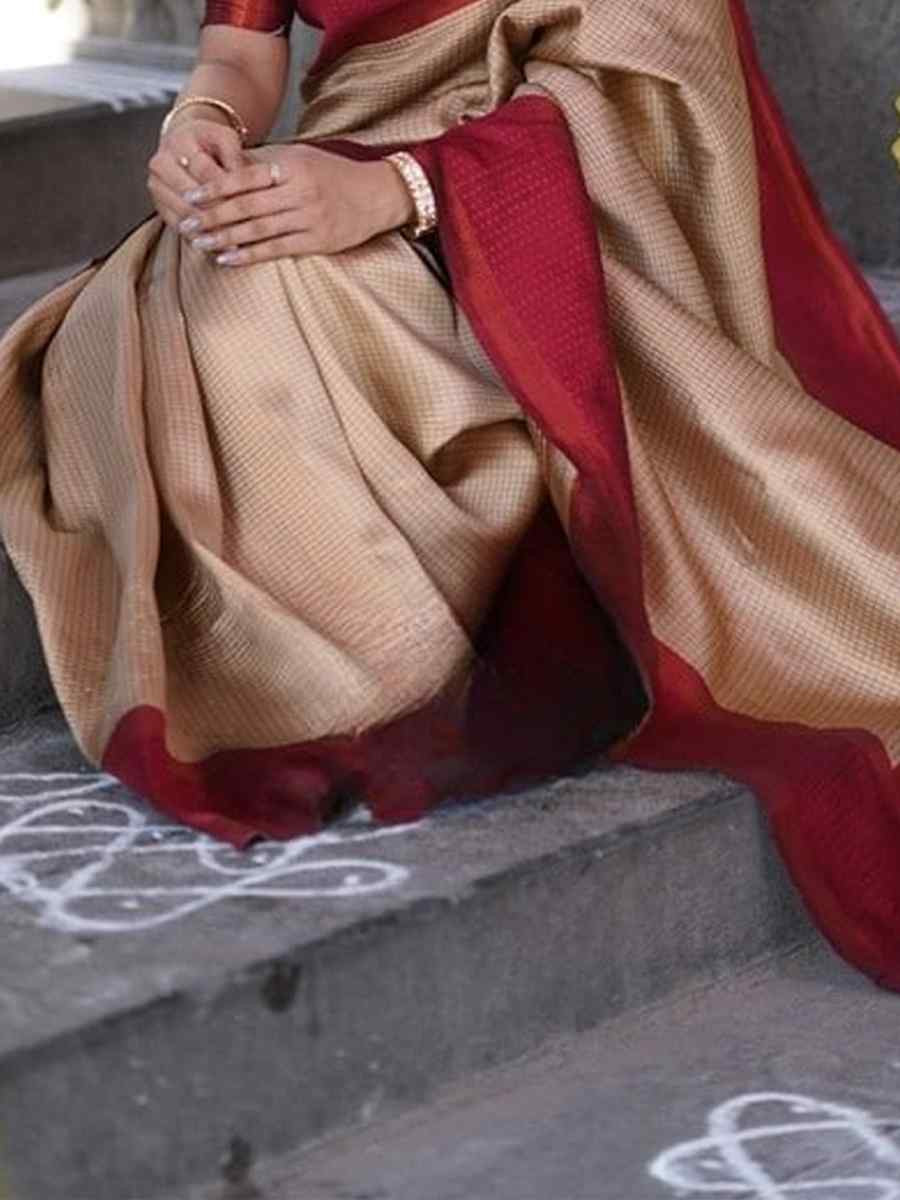 Cream Banarasi Soft Silk Jacquard Festival Wear Fancy Heavy Border Saree