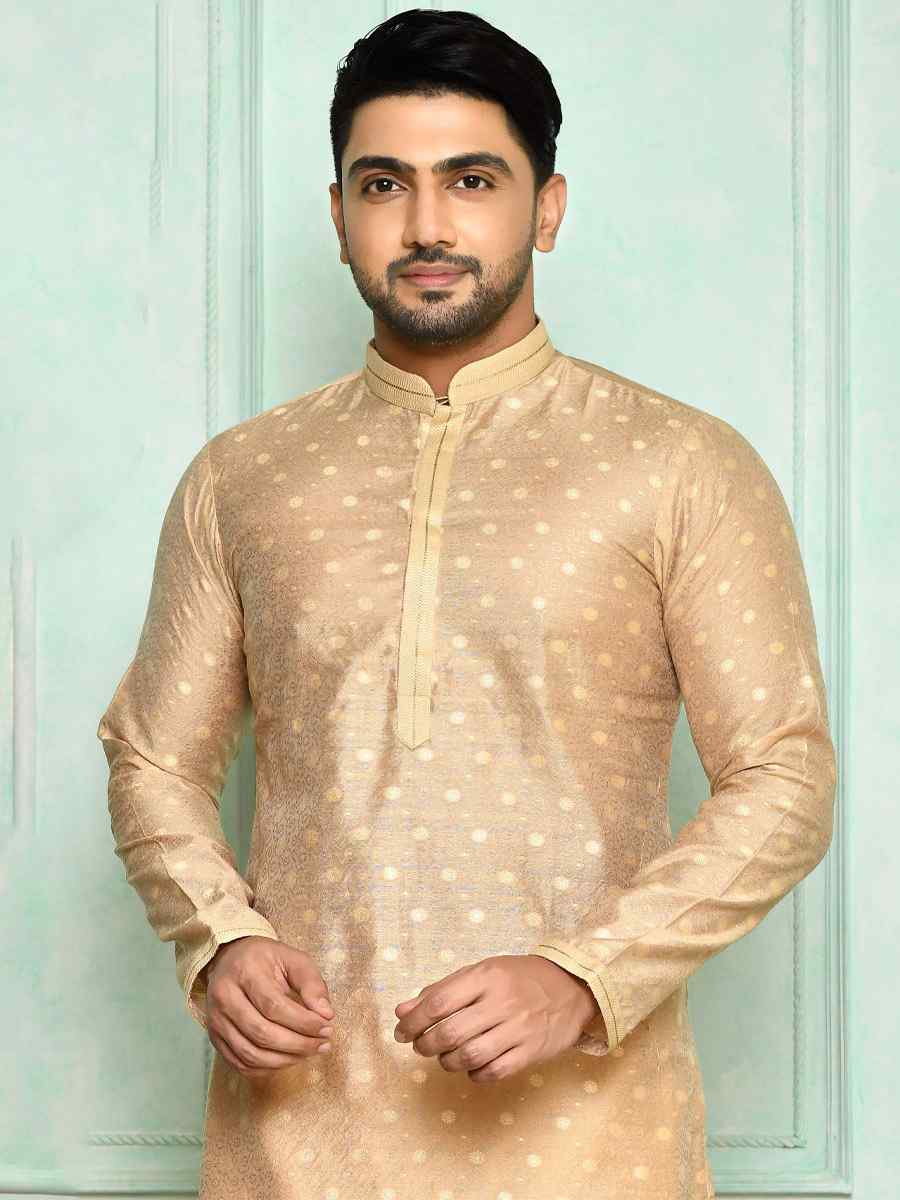 Cream Brocade Woven Festival Kurta