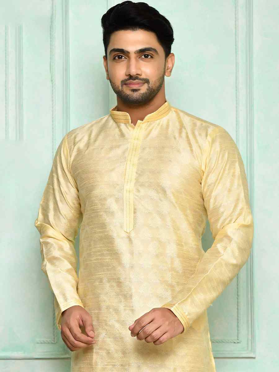 Cream Brocade Woven Festival Kurta