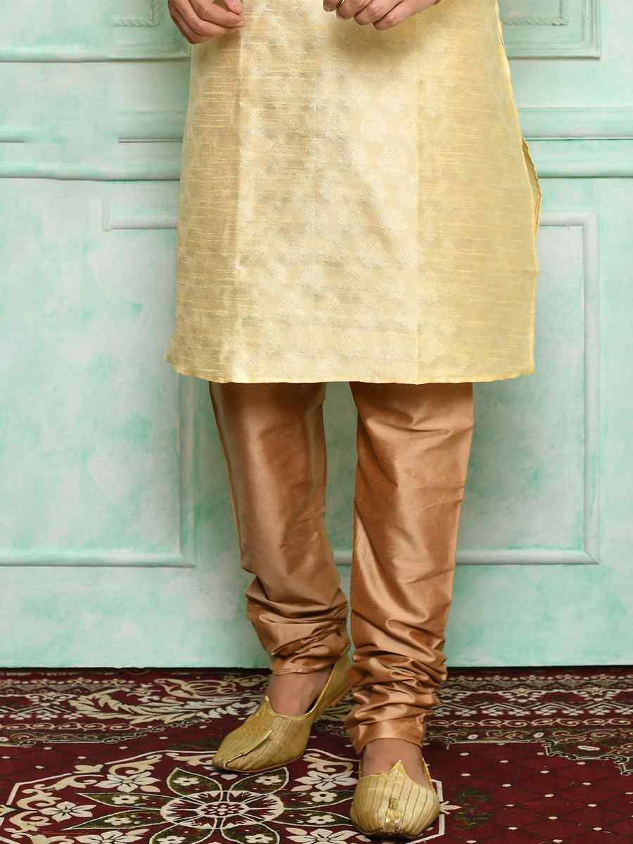 Cream Brocade Woven Festival Kurta