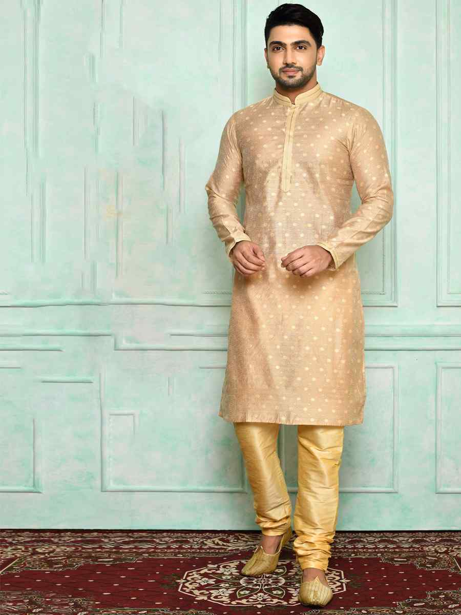 Cream Brocade Woven Festival Kurta