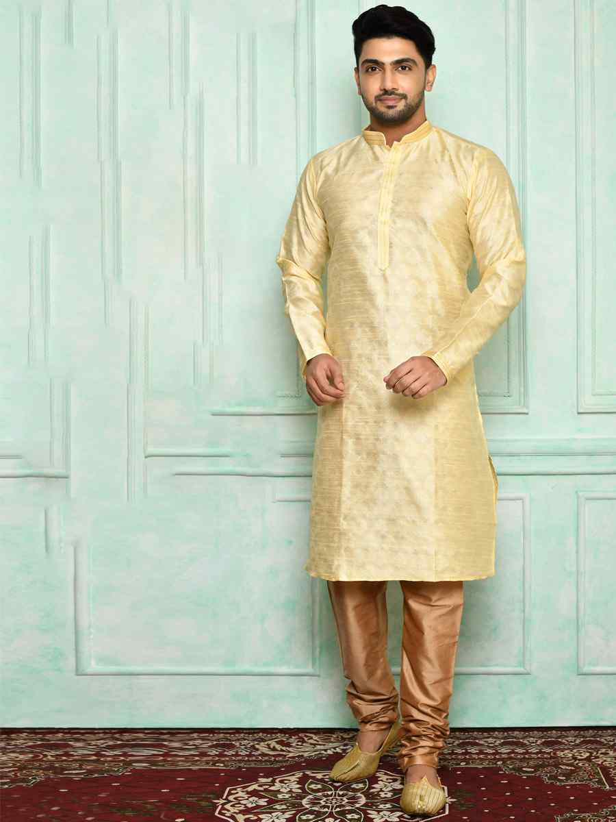 Cream Brocade Woven Festival Kurta