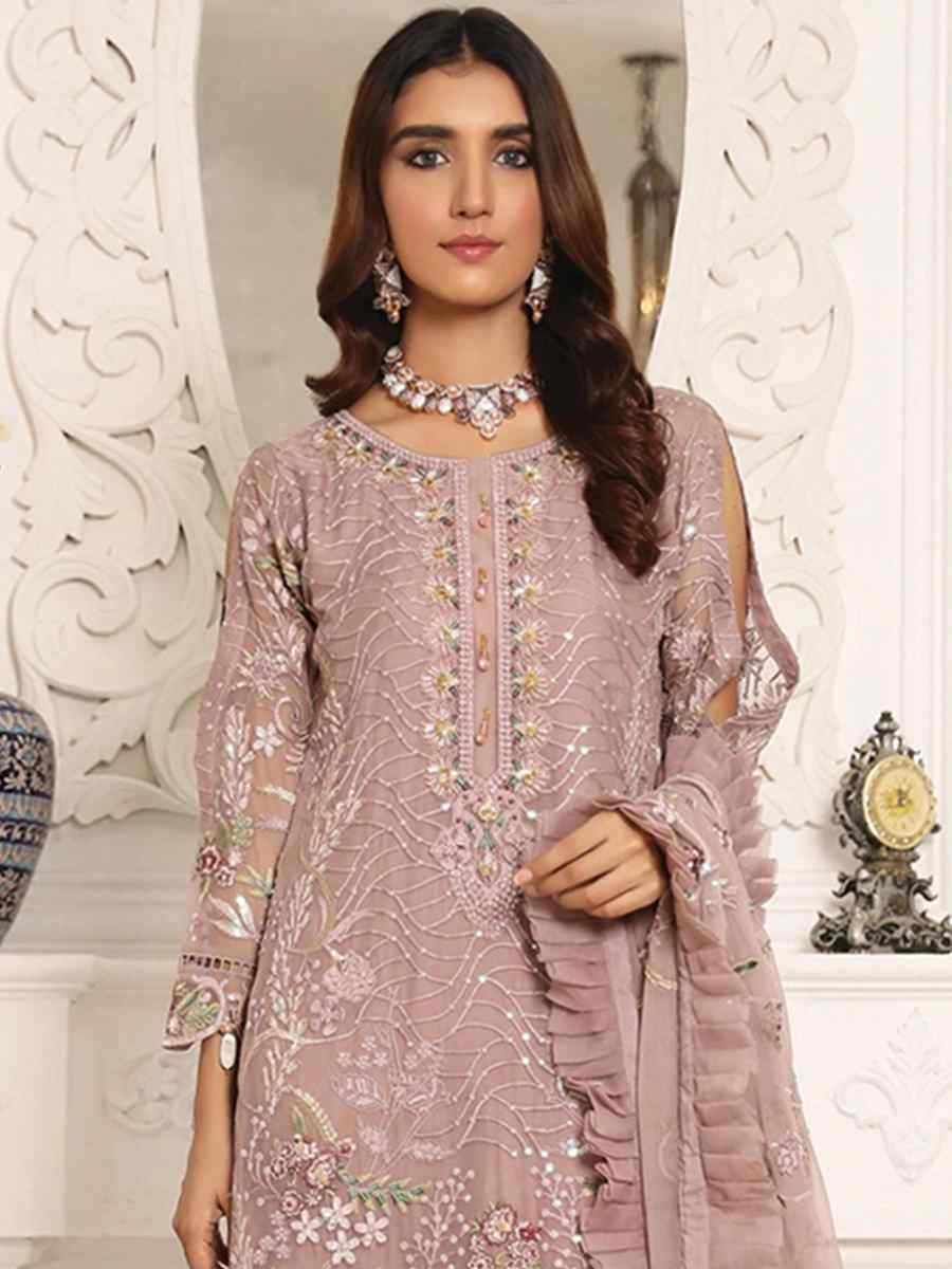 Cream Butterfly Net Embroidered Festival Party Pant Salwar Kameez