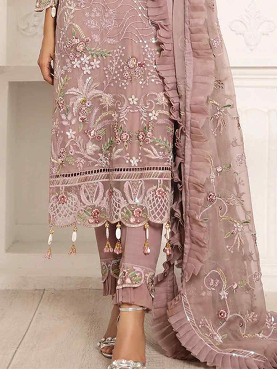 Cream Butterfly Net Embroidered Festival Party Pant Salwar Kameez