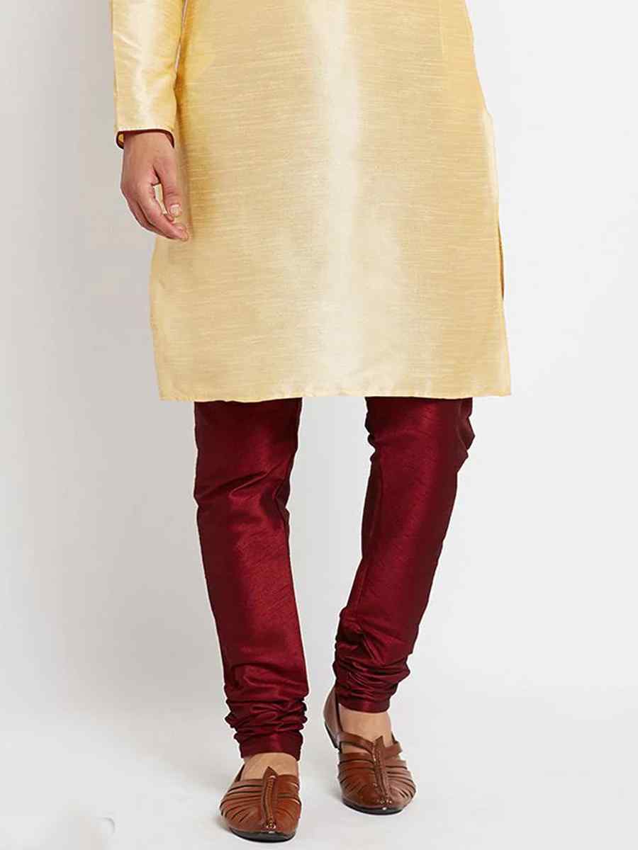 Cream Dhupion Silk Plain Festival Kurta