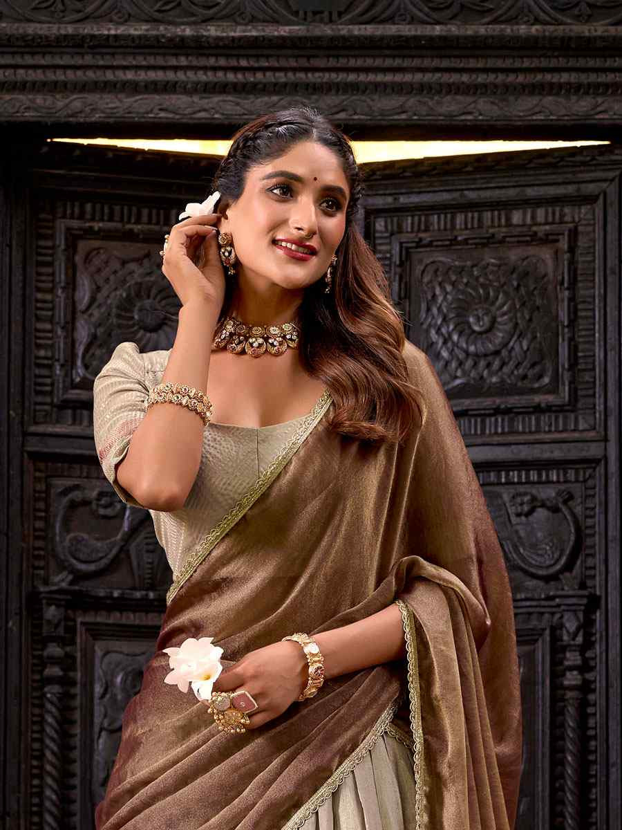 Cream Dhupion Silk Zari Wedding Reception Festival Heavy Border Lehenga Choli