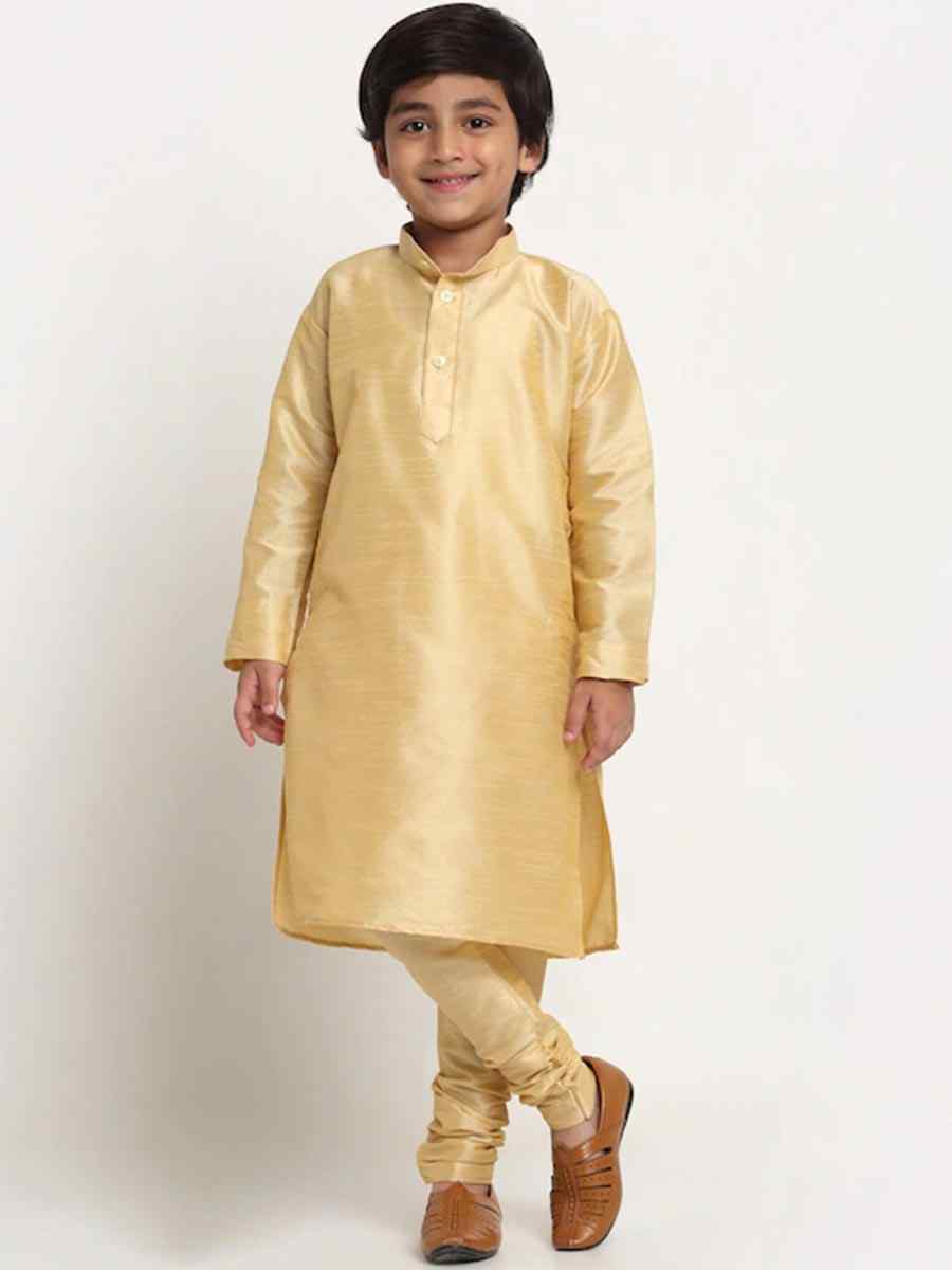 Cream Dupion Silk Brocade Festival Traditional Kurta Pyjama Boys Wear