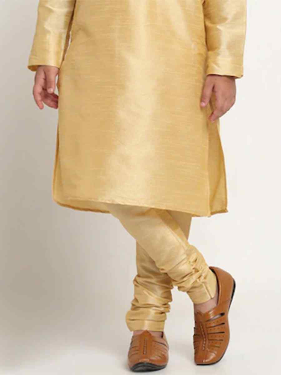 Cream Dupion Silk Brocade Festival Traditional Kurta Pyjama Boys Wear