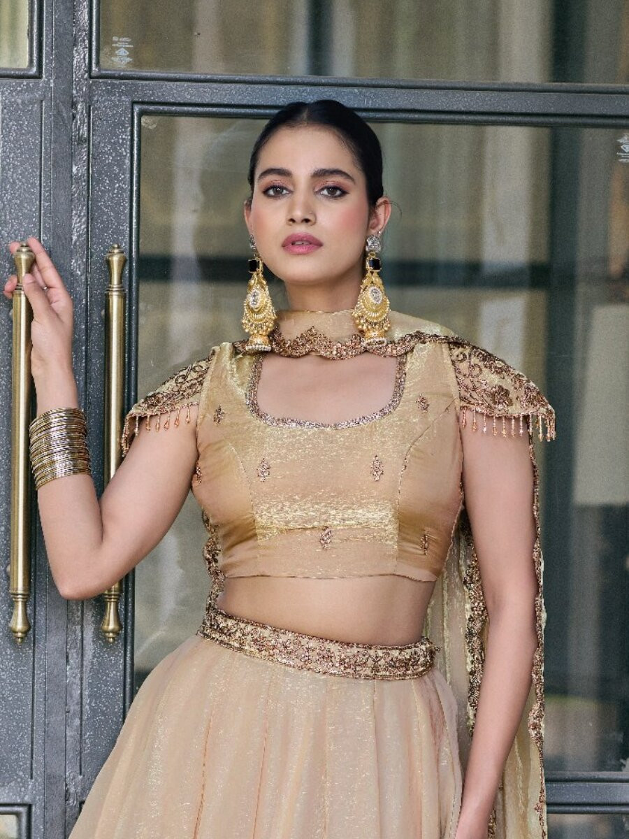 Cream Fendi Silk Thread Embroidery Sequins Wedding Reception Party Festival Circular Lehenga Choli