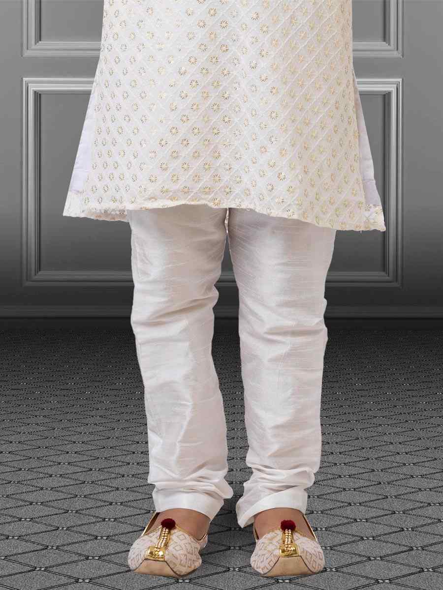 Cream Georgette Embroidered Festival Kurta Pyjama Boys Wear