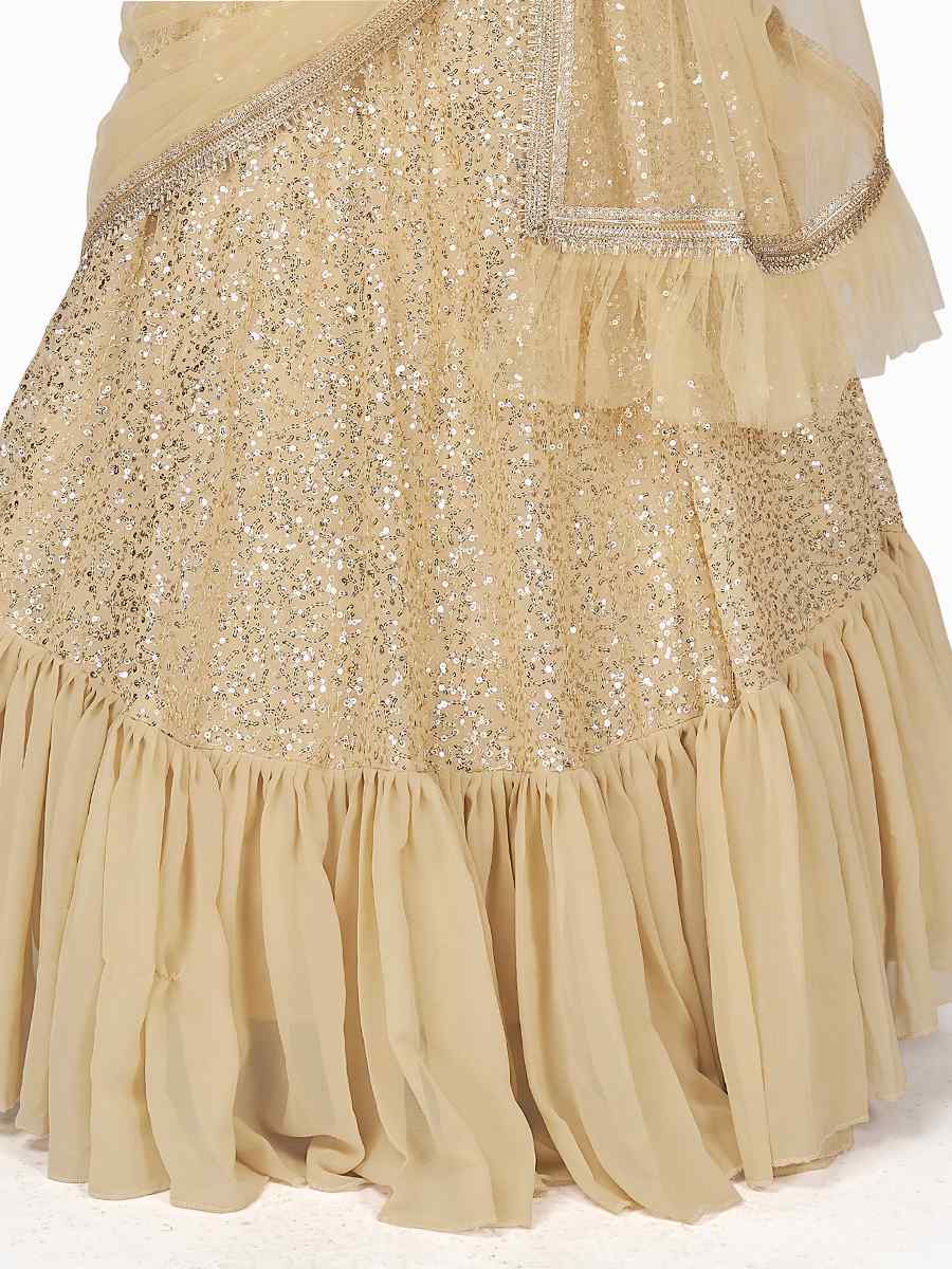 Cream Georgette Embroidered Party Wear Festival Circular Lehenga Choli