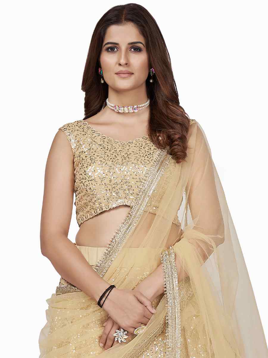 Cream Georgette Embroidered Party Wear Festival Circular Lehenga Choli