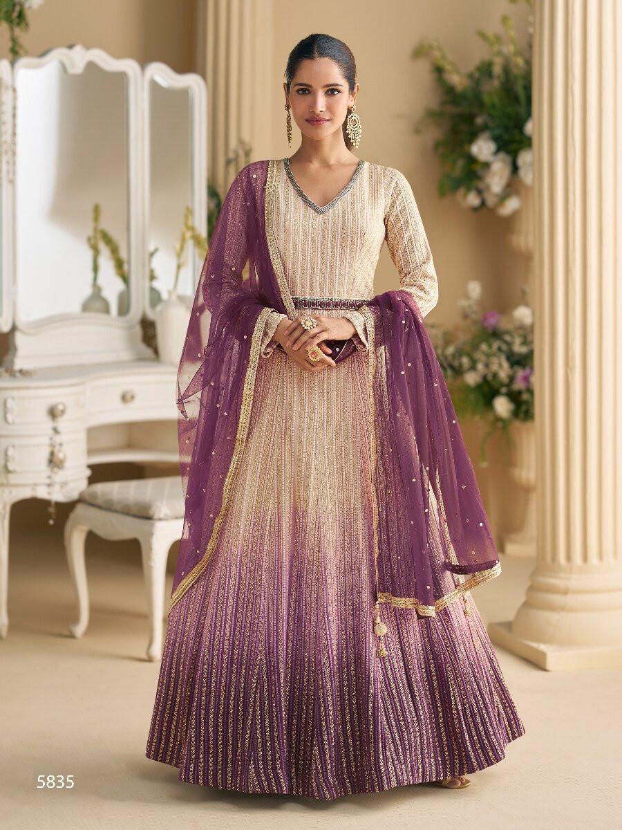Cream Heavy Georgette Embroidery Wedding Party Festival Casual Ready Anarkali Salwar Kameez