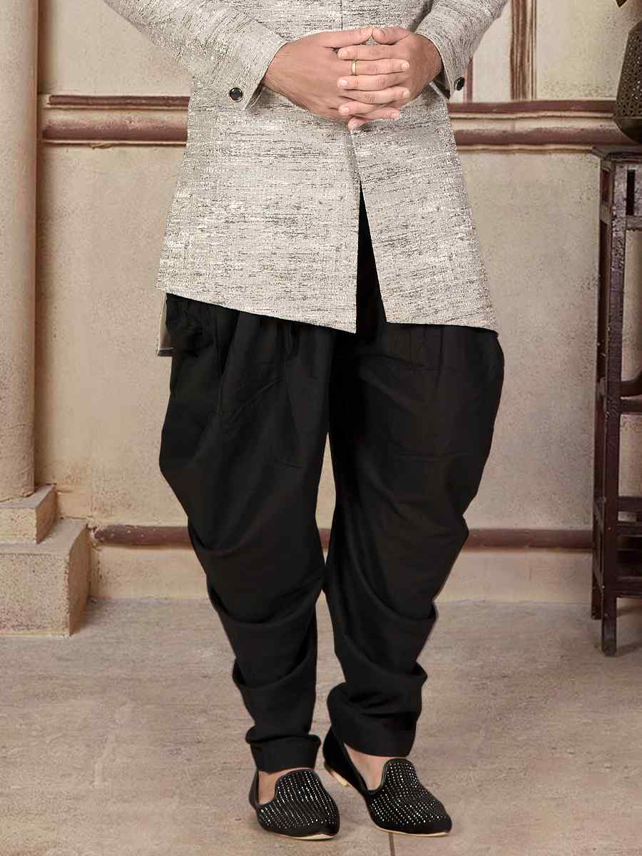 Cream Jacquard Woven Festival Wedding Sherwani Kurta