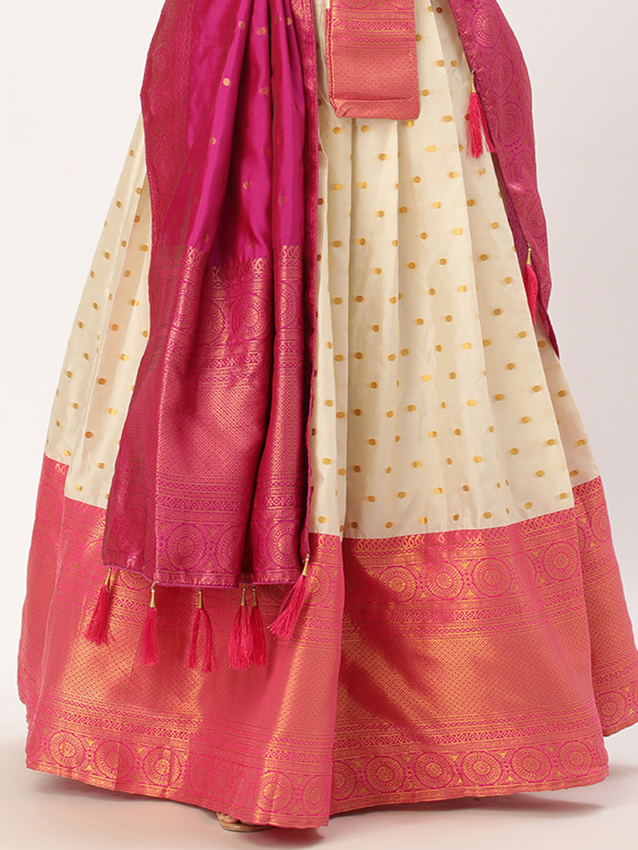 Cream Lichi Silk Zari Festival Traditional Lehenga Choli