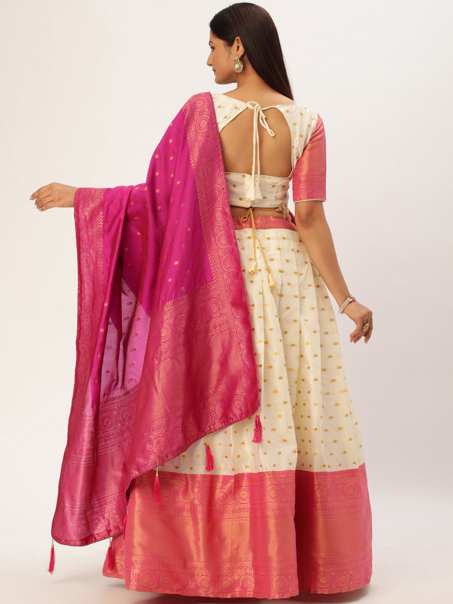 Cream Lichi Silk Zari Festival Traditional Lehenga Choli