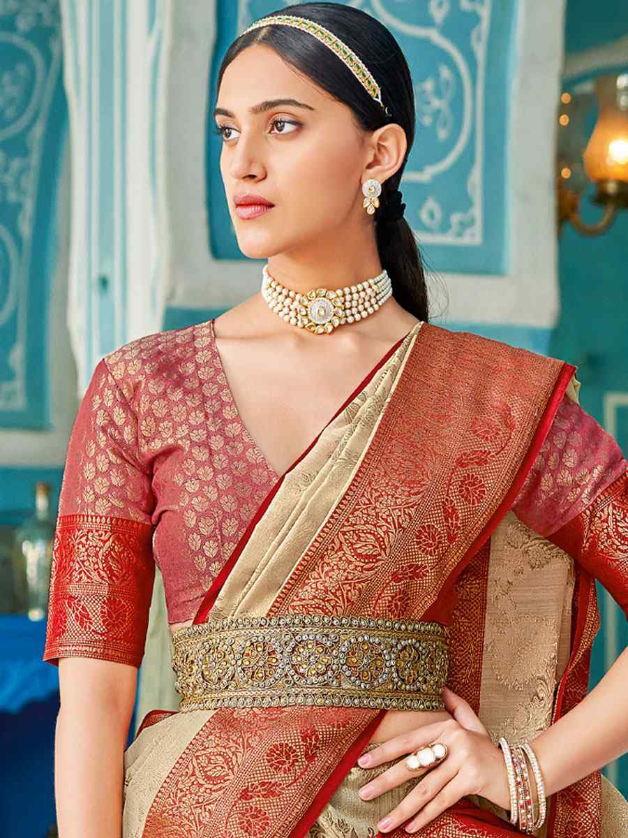 Cream Linen Cotton Handwoven Casual Festival Party Classic Style Sarees