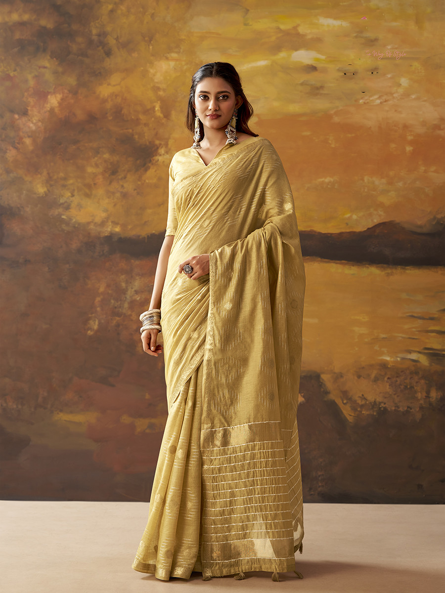 Cream Modal Cotton Zari Weaving Wedding Reception Party Festival Casual Heavy Border Sarees