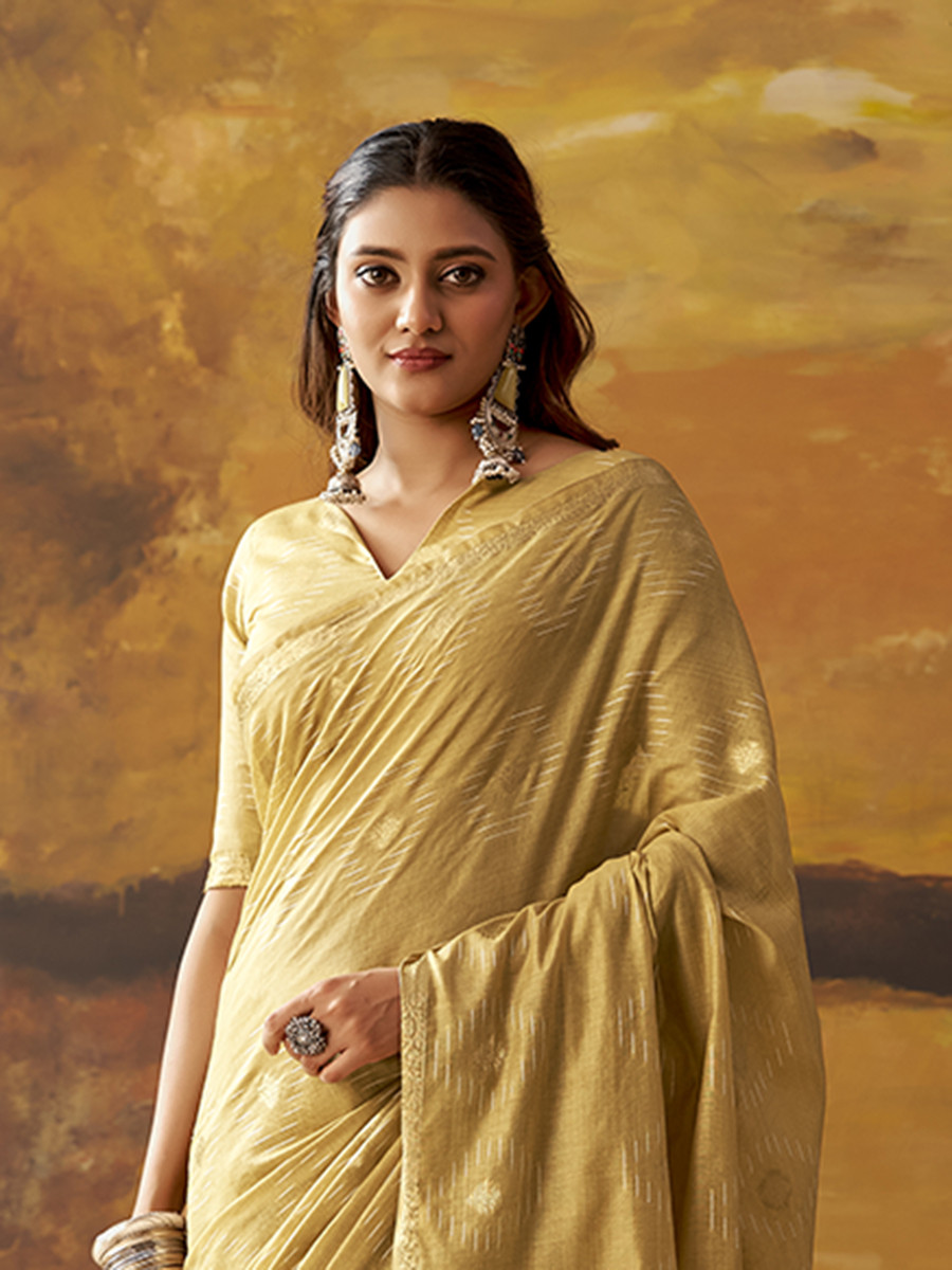 Cream Modal Cotton Zari Weaving Wedding Reception Party Festival Casual Heavy Border Sarees