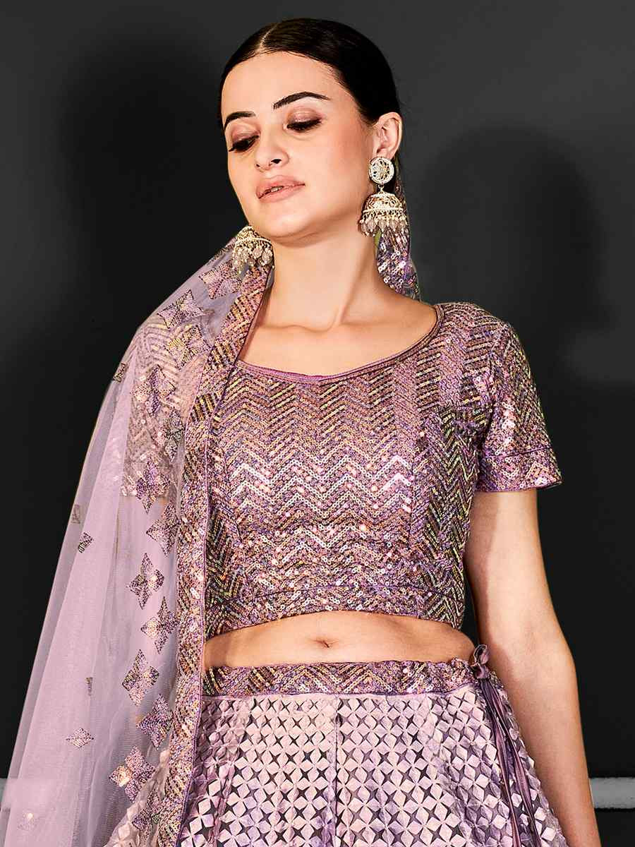 Cream Net Embroidered Festival Wedding Ceremony Circular Lehenga Choli