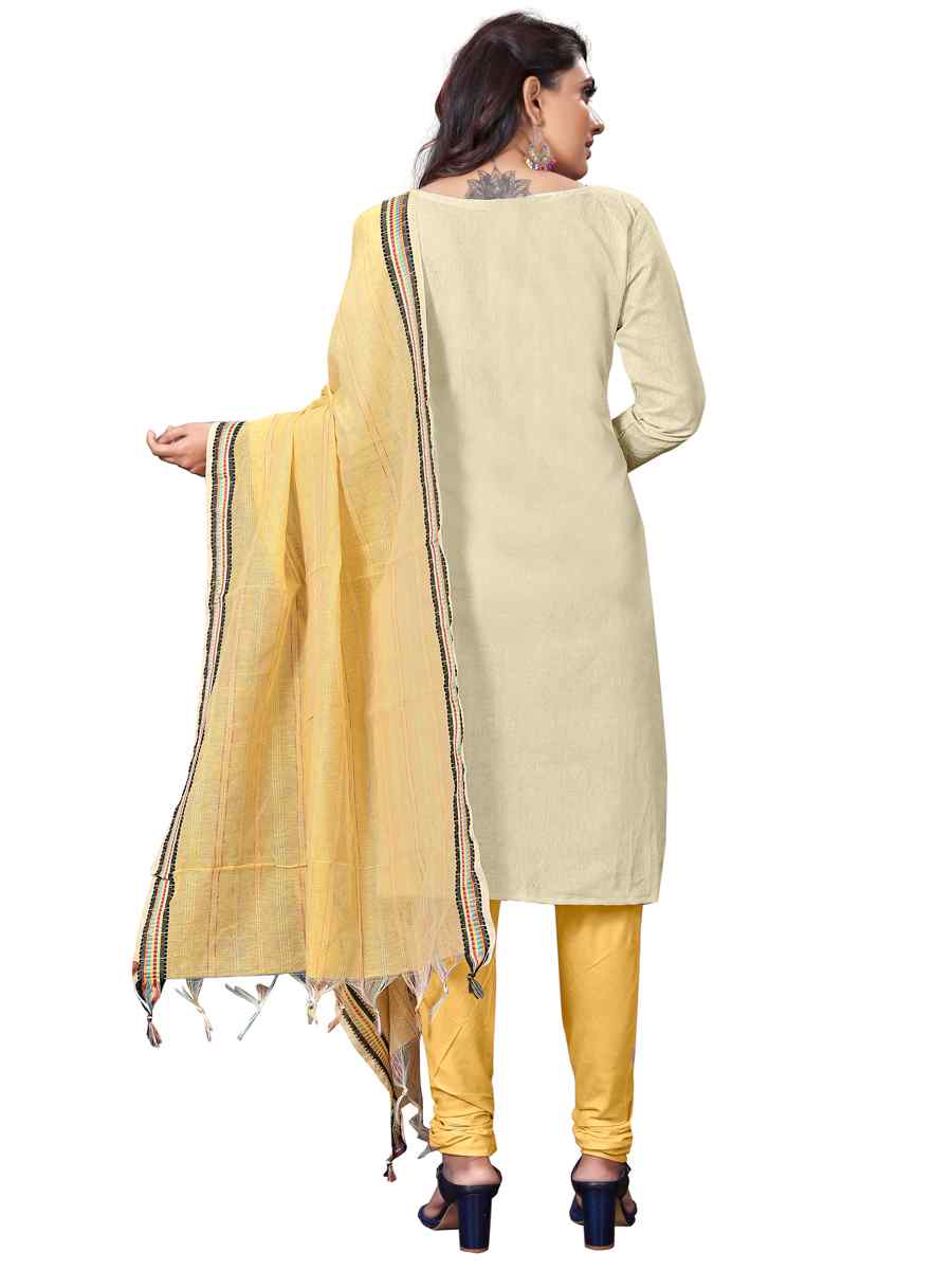 Cream Premium Cotton Embroidered Casual Festival Churidar Salwar Kameez