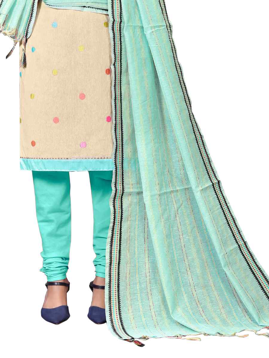 Cream Premium Cotton Embroidered Casual Festival Churidar Salwar Kameez