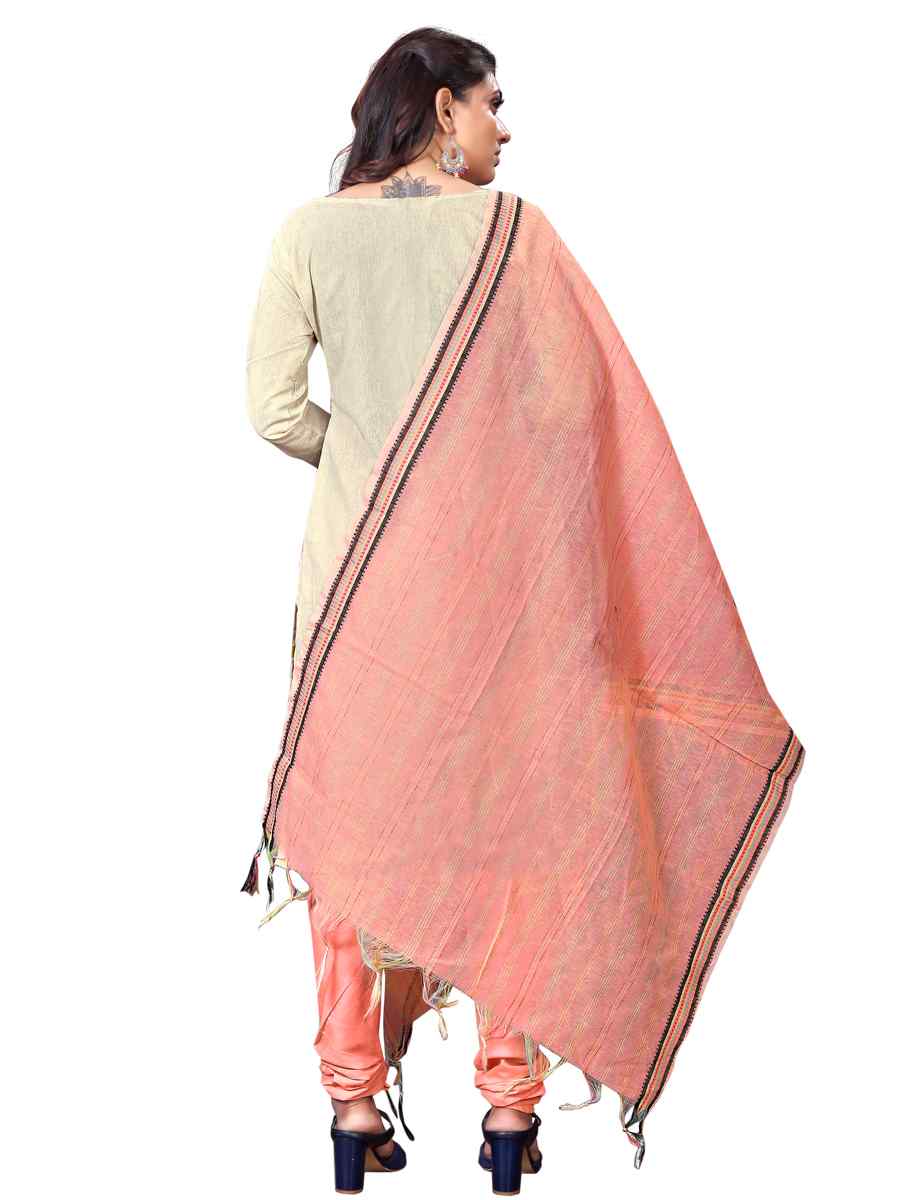 Cream Premium Cotton Embroidered Casual Festival Churidar Salwar Kameez