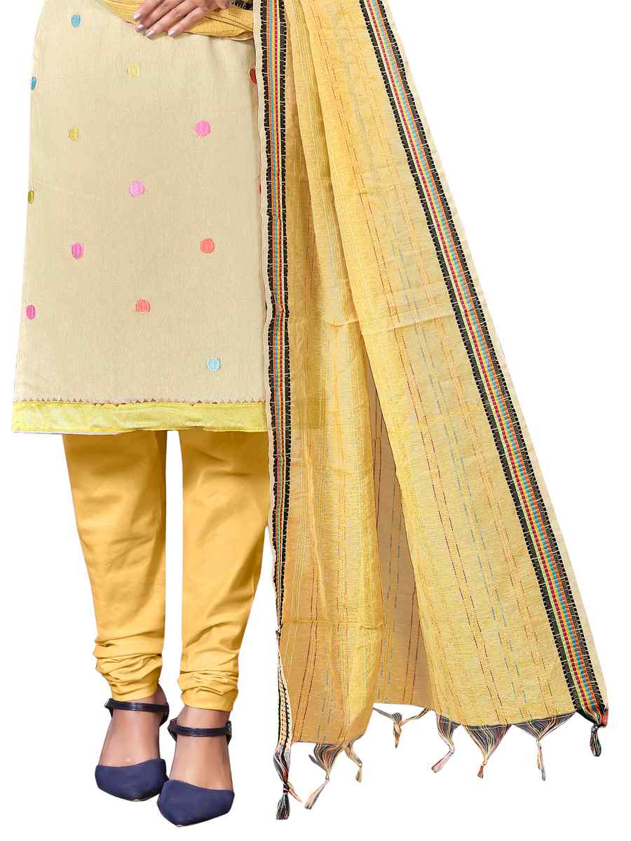 Cream Premium Cotton Embroidered Casual Festival Churidar Salwar Kameez